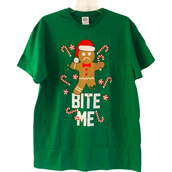 Snarky Holiday Shirt Bite Me Gingerbread Man Size Large NEW Tags - Picture 2 of 3